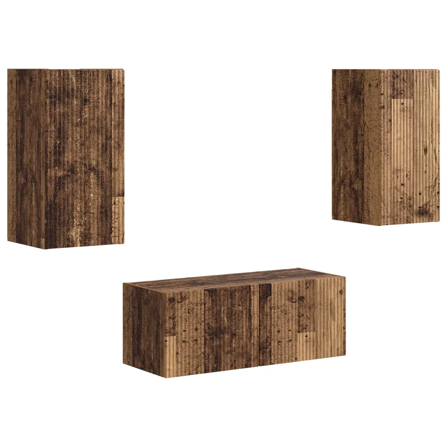 Ensemble meuble TV 2 pcs Bois ancien Bois d'ingénierie - 2