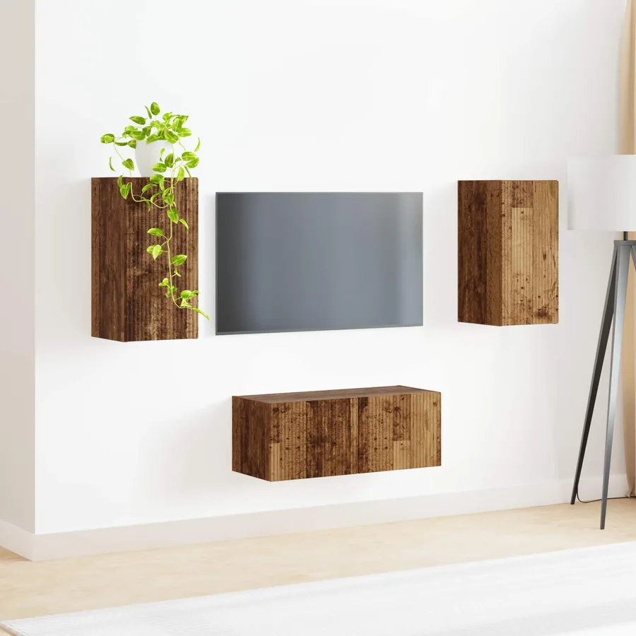 Ensemble meuble TV 2 pcs Bois ancien Bois d'ingénierie - 4