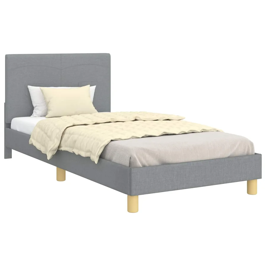 Cadre de lit pour enfants avec tête de lit Gris clair tissu - 2