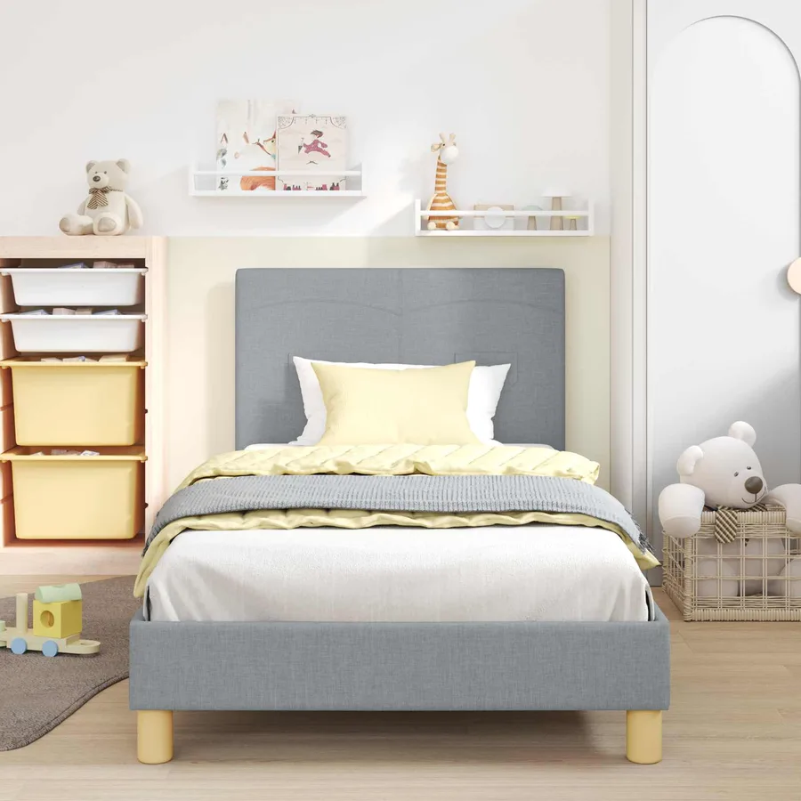 Cadre de lit pour enfants avec tête de lit Gris clair tissu - 3