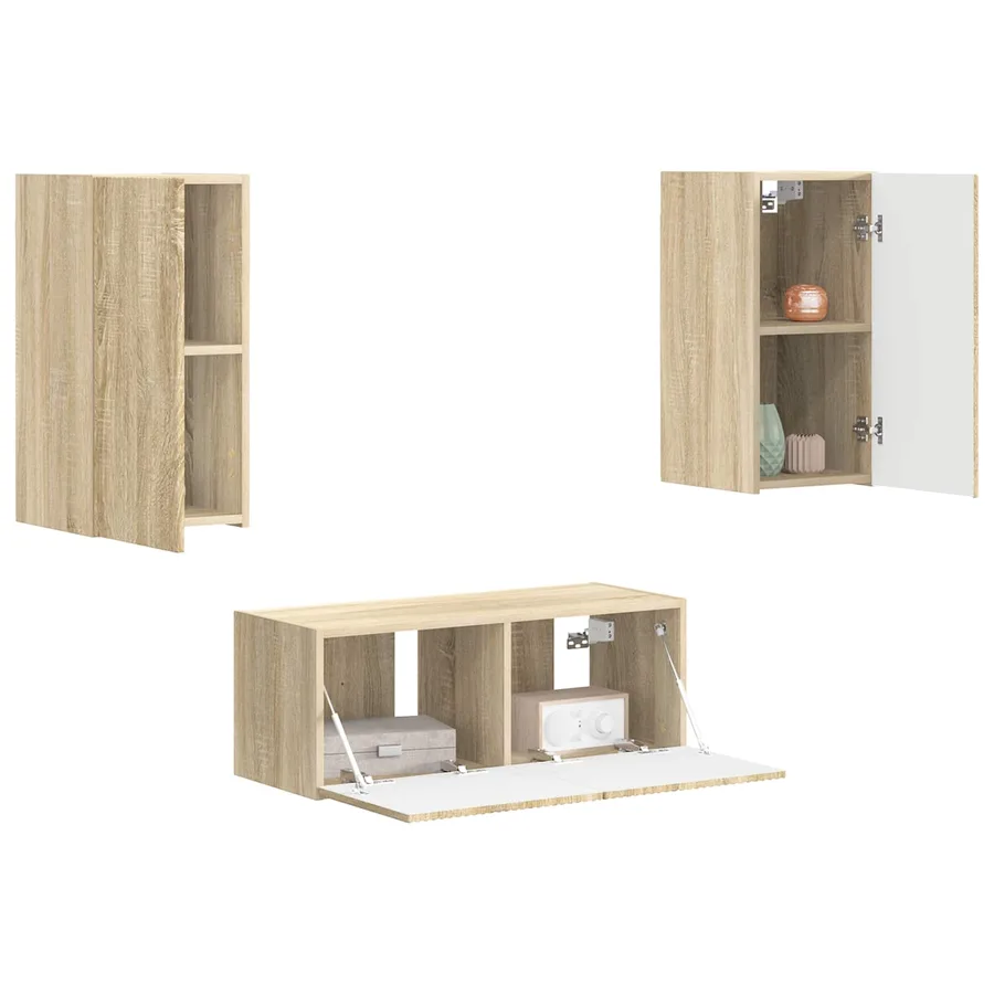 Ensemble meuble TV 2 pcs Chêne Sonoma Bois d'ingénierie - 3