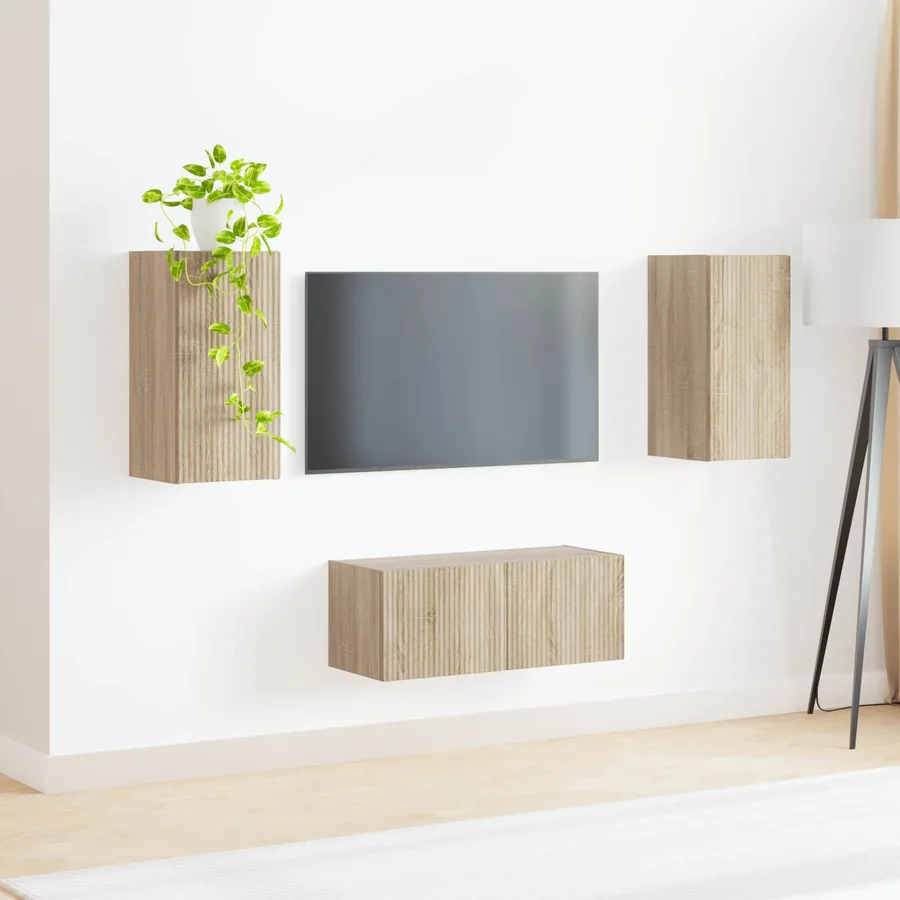 Ensemble meuble TV 2 pcs Chêne Sonoma Bois d'ingénierie - 4