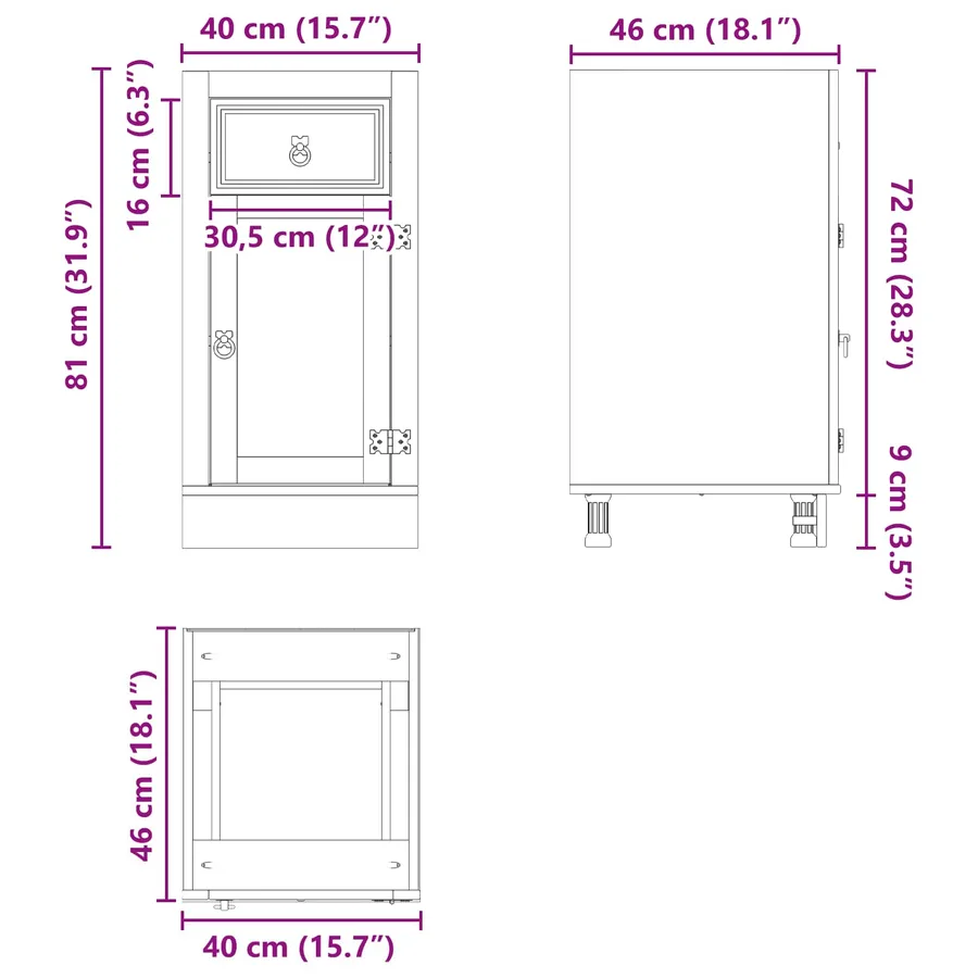 Armoire SKI Brun Miel 40 x 46 x 81,5 cm Pin massif - 12