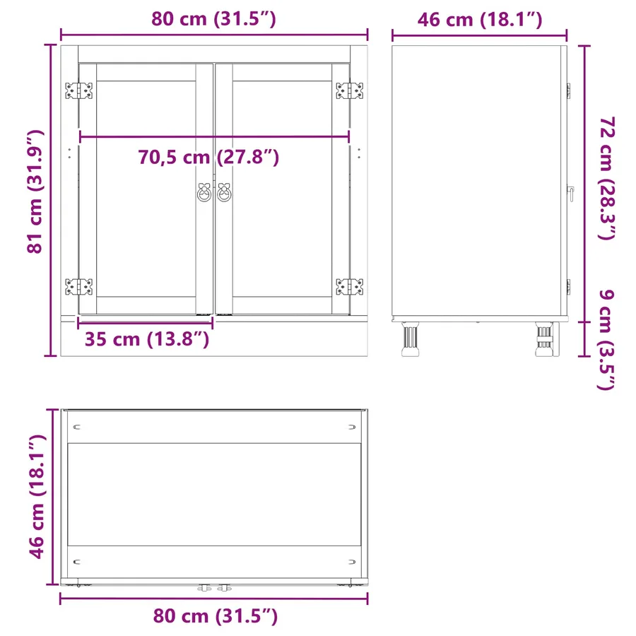 Armoire SKI Brun Miel 80 x 46 x 81,5 cm Pin massif - 14
