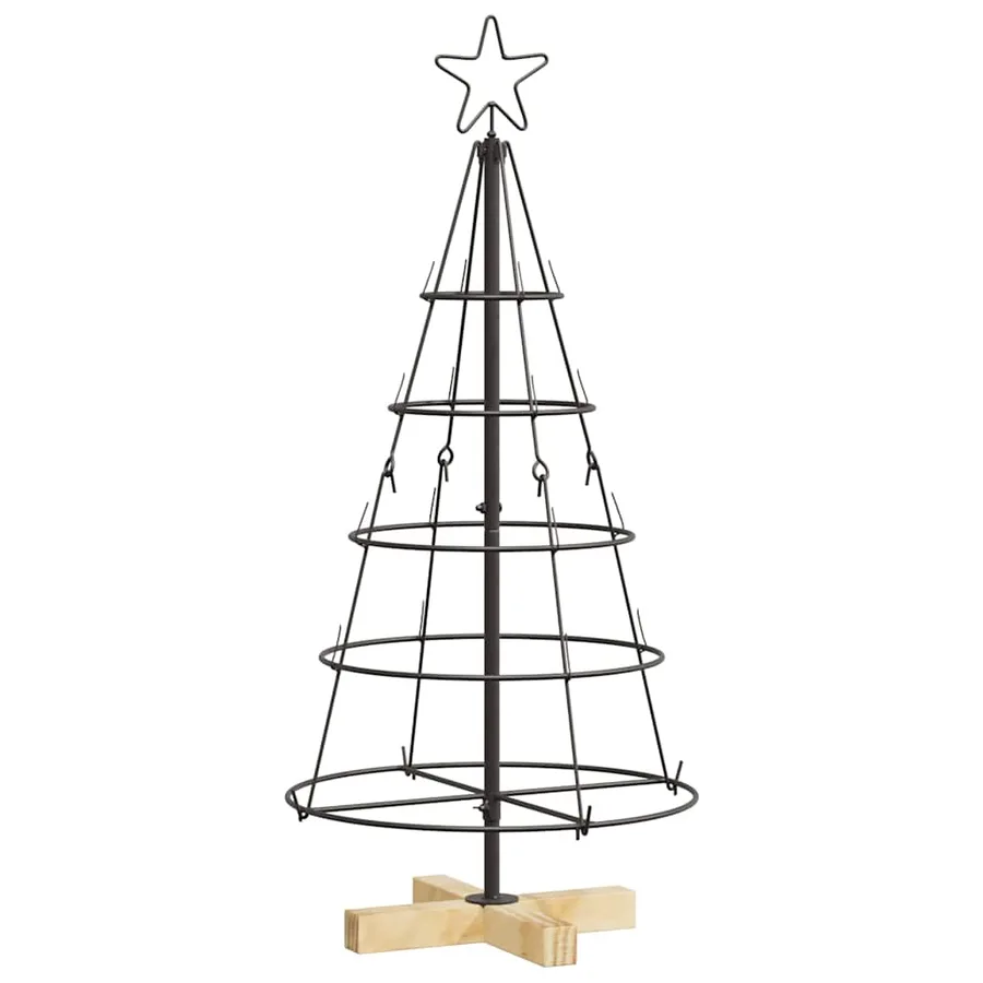 Arbre en cône de Noël avec support Noir 90 cm Acier - 2