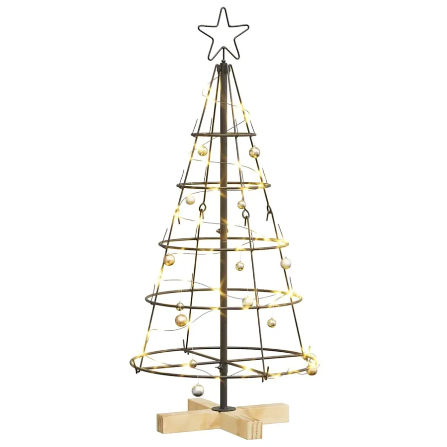 Arbre en cône de Noël avec support Noir 90 cm Acier - 3
