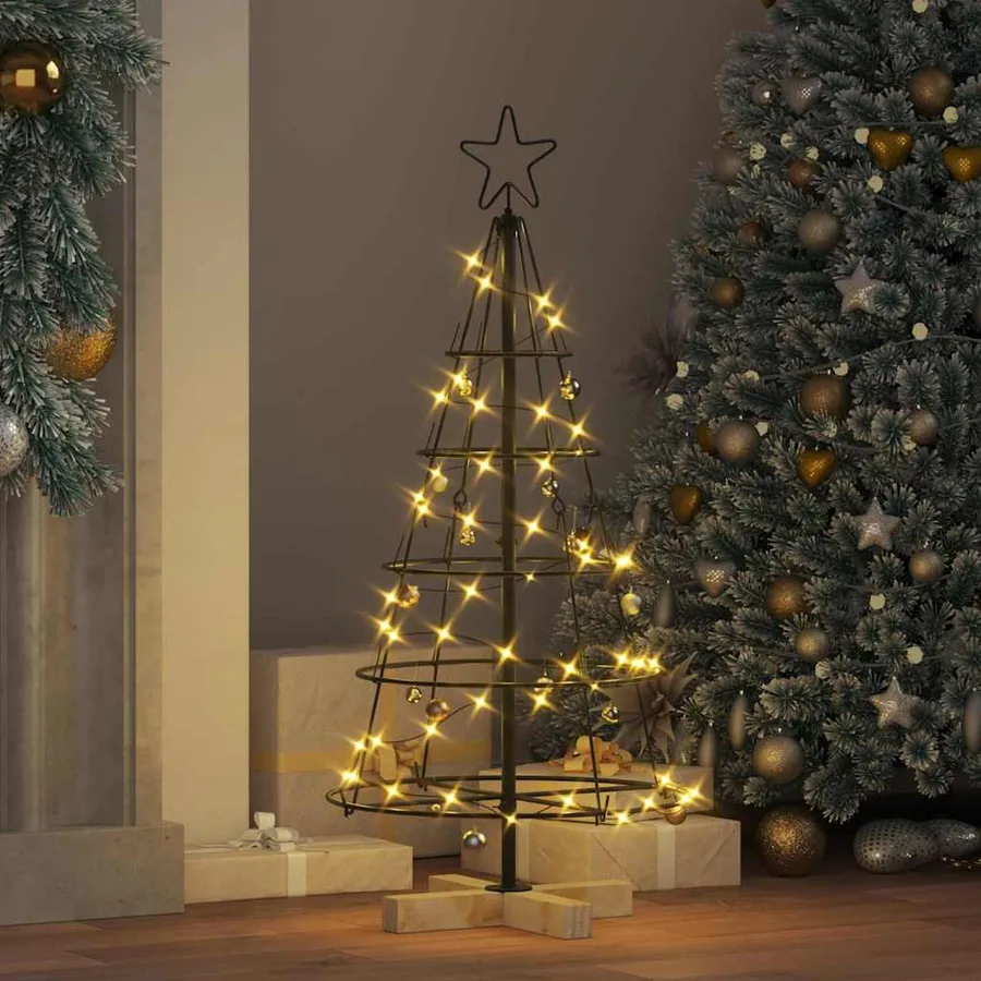 Arbre en cône de Noël avec support Noir 90 cm Acier - 4