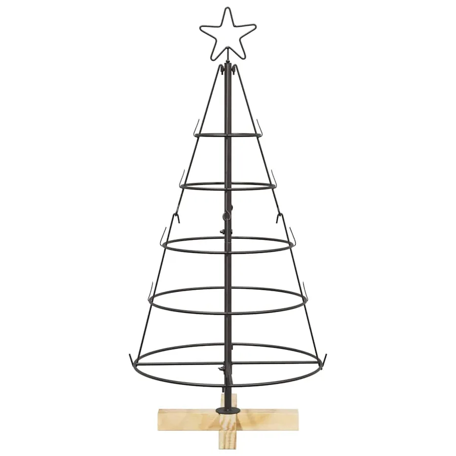 Arbre en cône de Noël avec support Noir 90 cm Acier - 5