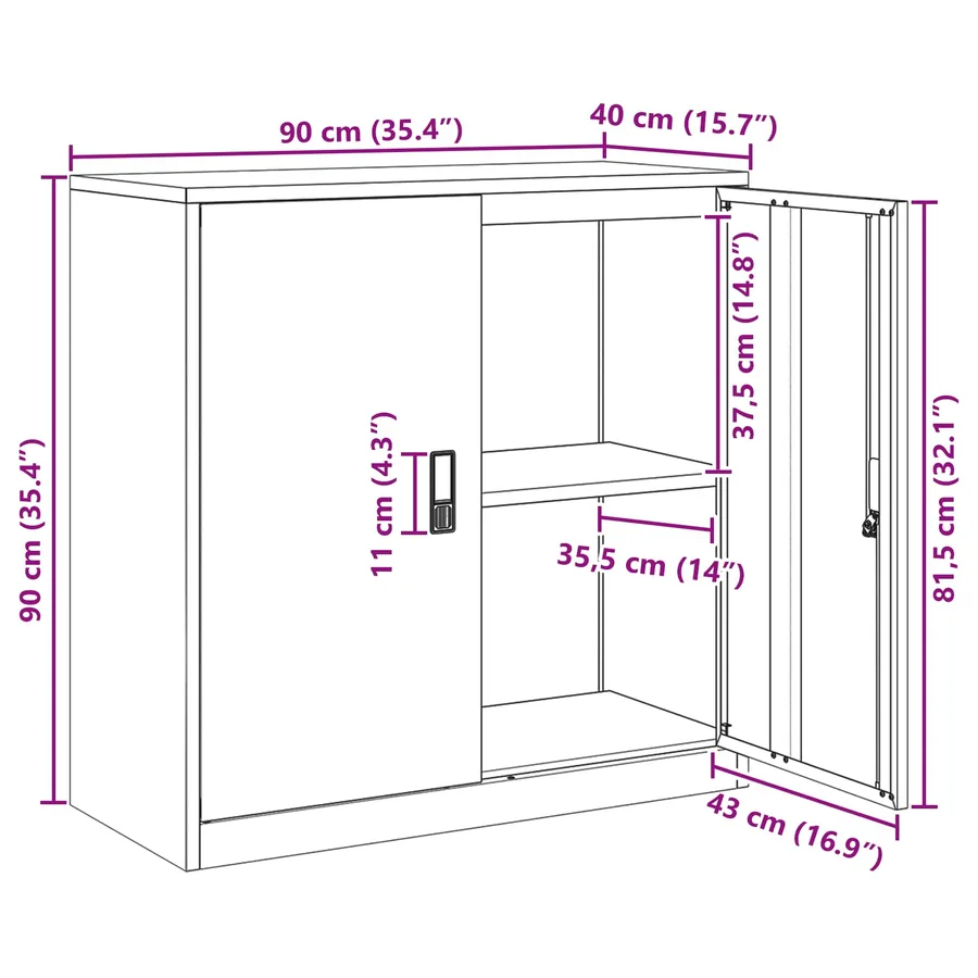 Armoire de rangement Blanc 90 x 40 x 90 cm Acier - 13