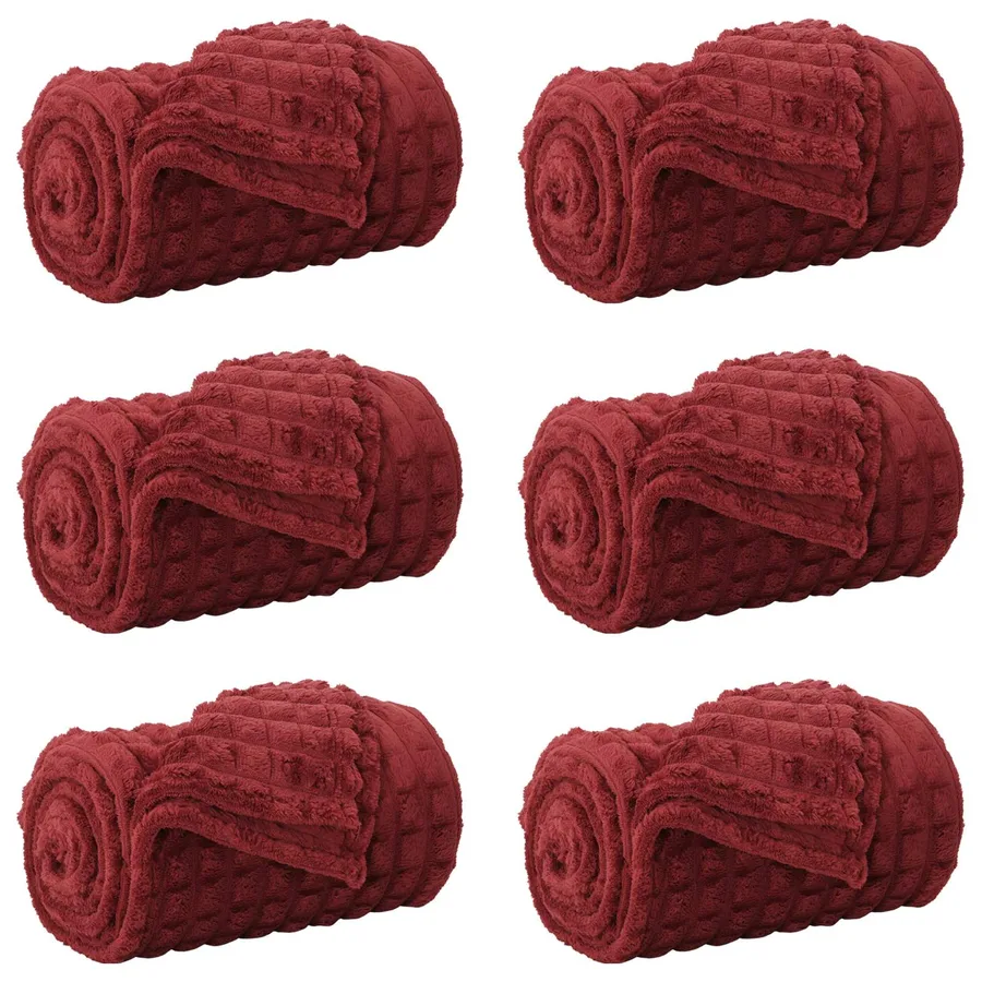 Couvertures à jeter 6 pcs Rouge Bordeaux 240 x 220 cm Toison - 2