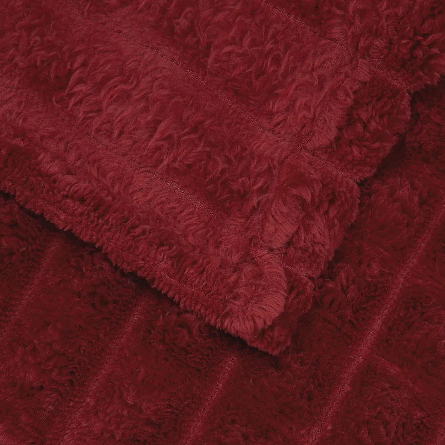 Couvertures à jeter 6 pcs Rouge Bordeaux 240 x 220 cm Toison - 6