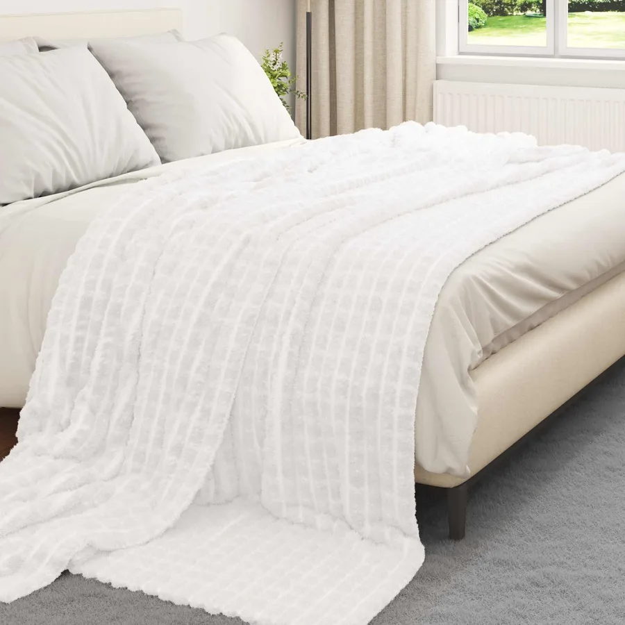 Couvertures à jeter 6 pcs Blanc 240 x 220 cm Toison - 3