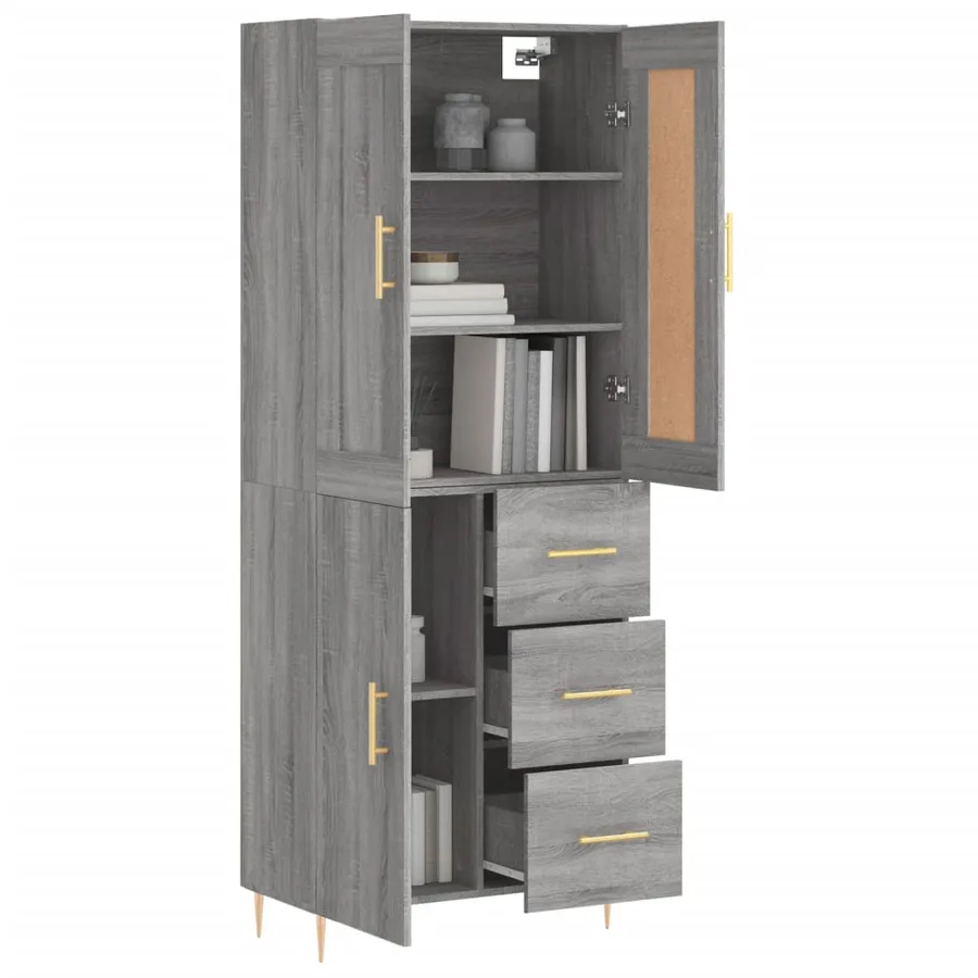 Buffet haut Sonoma gris 69,5x34x180 cm Bois d'ingénierie - 3