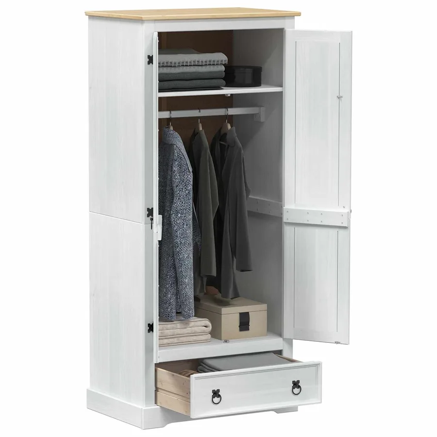 Armoires avec tiroir Blanc 76 x 50 x 170 cm Pin massif - 3