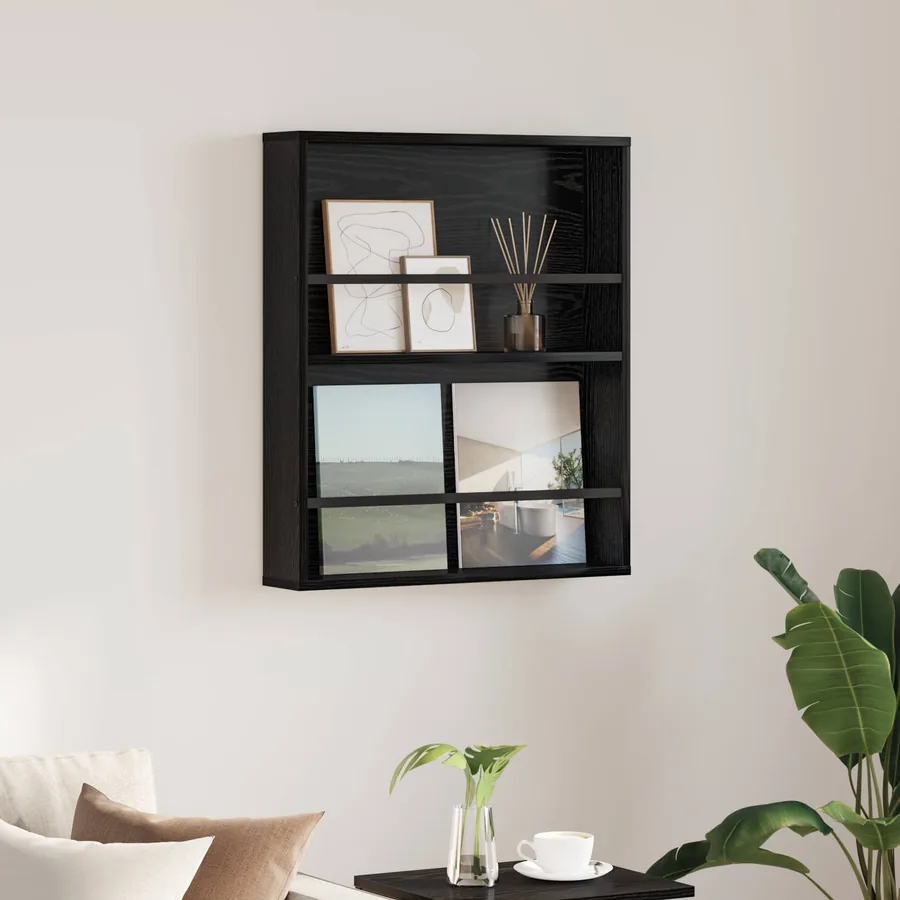Étagère à magazines avec étagère Chêne noir 60 x 12 x 70 cm