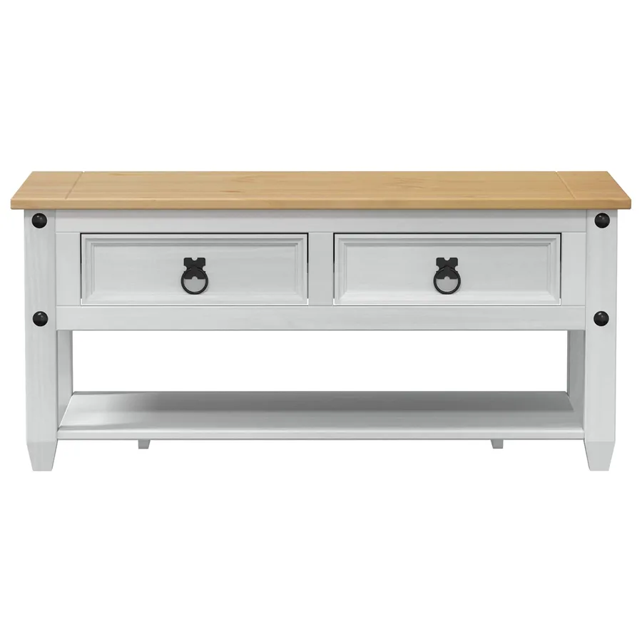 Table basse Blanc 100 x 48 x 45 cm Bois de pin massif - 4