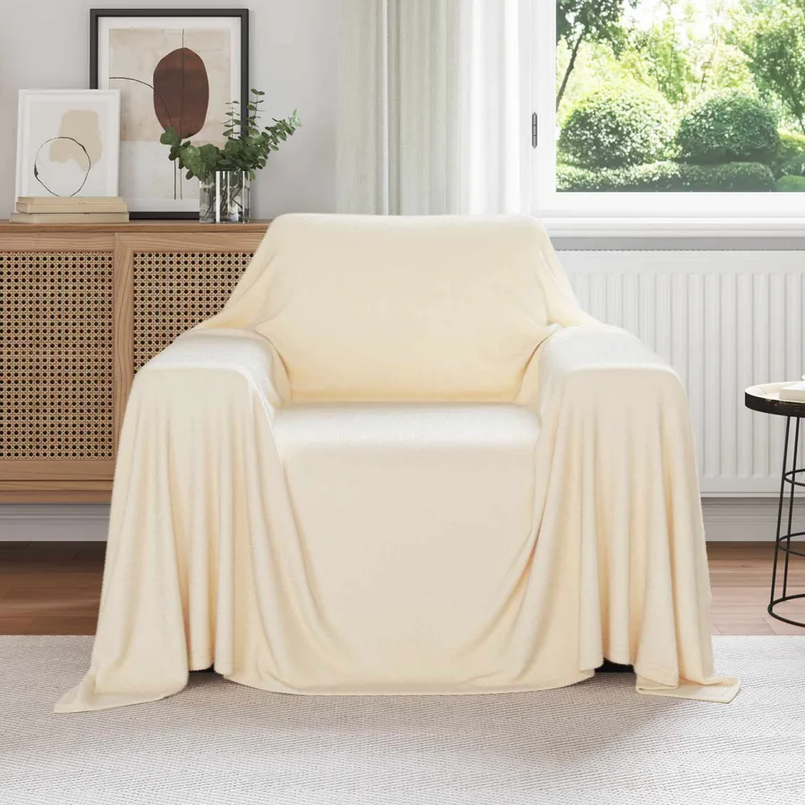 Couvertures à jeter 6 pcs Crème 210 x 140 cm Toison
