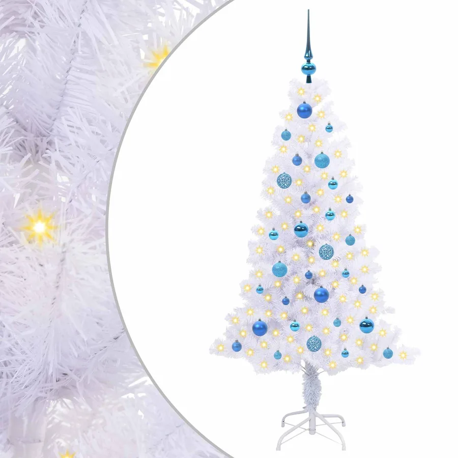 Sapin de Noël artificiel avec 150 LED Blanc 150 cm PVC et Acier - 2