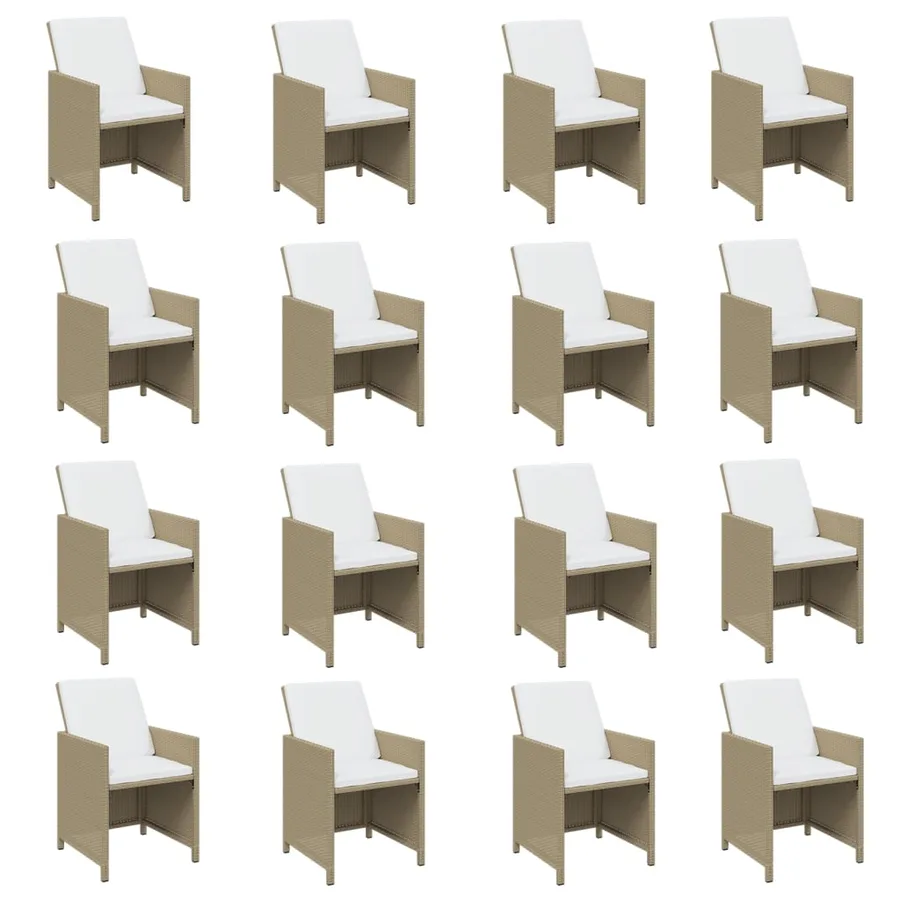 Ensemble à manger de jardin et coussins 17 pcs beige - 4