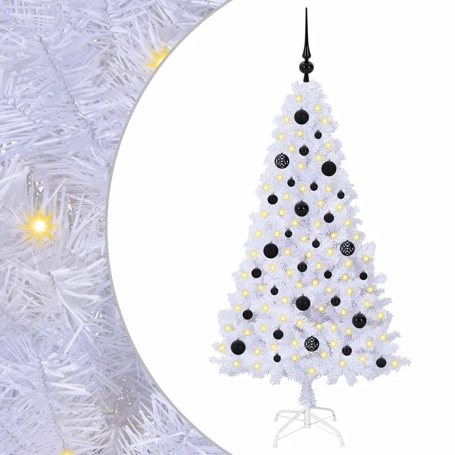 Sapin de Noël artificiel avec 150 LED Blanc 150 cm PVC et Acier - 2
