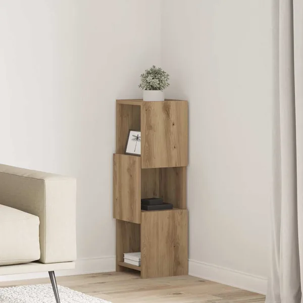 Meuble d'angle 25,5x25x80cm Bois d'ingénierie Chêne artisanal