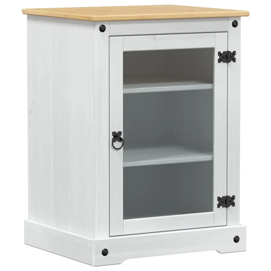 Cabinet HiFi Blanc 60 x 50 x 82 cm Pin massif - 2