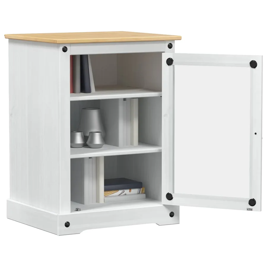Cabinet HiFi Blanc 60 x 50 x 82 cm Pin massif - 3