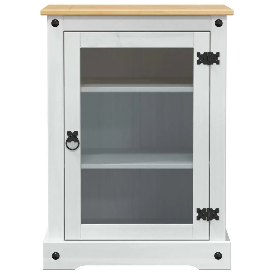 Cabinet HiFi Blanc 60 x 50 x 82 cm Pin massif - 4