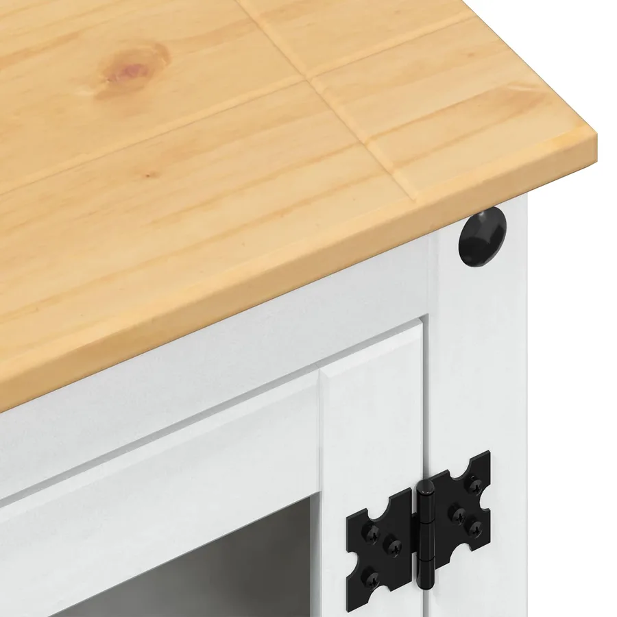 Cabinet HiFi Blanc 60 x 50 x 82 cm Pin massif - 7