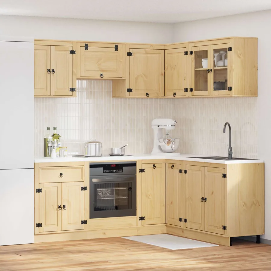 Armoire avec étagère avec porte SKI 8 pcs Brun Miel Pin massif