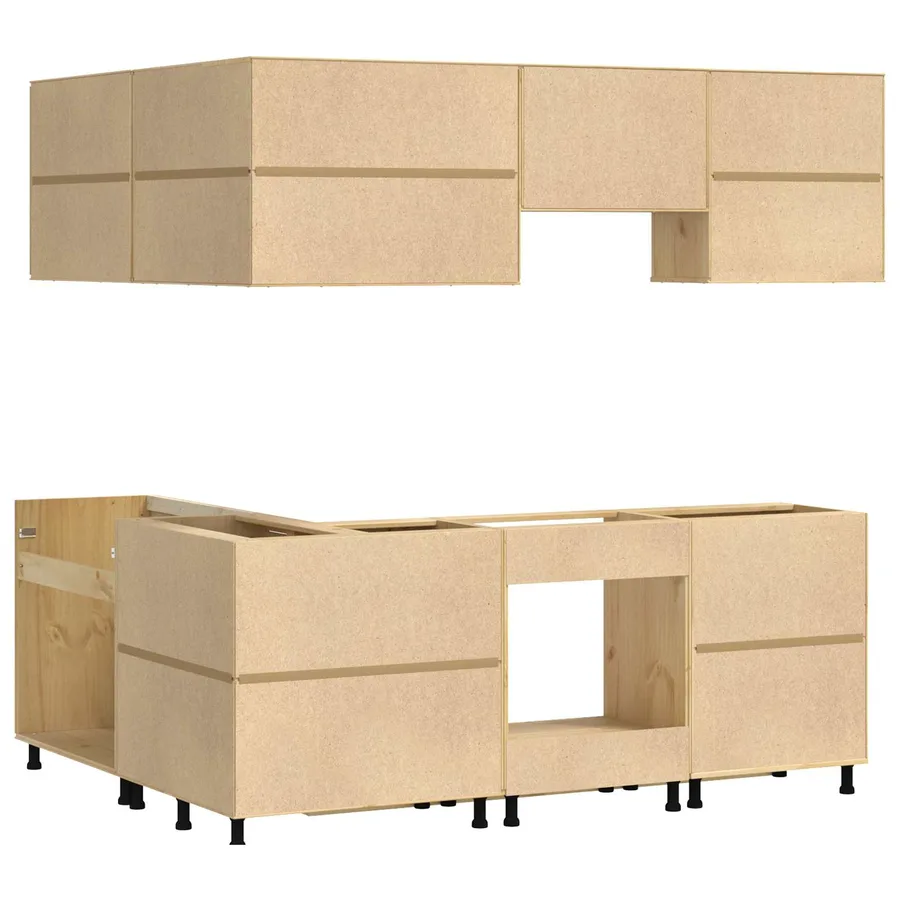 Armoire avec étagère avec porte SKI 8 pcs Brun Miel Pin massif - 10
