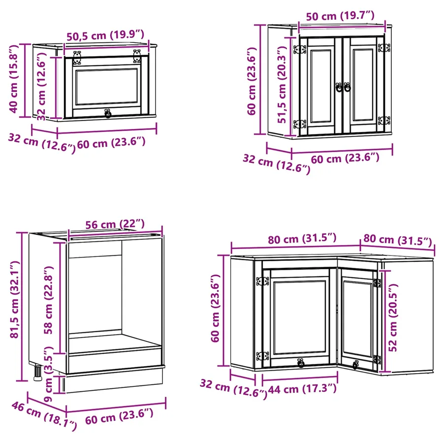 Armoire avec étagère avec porte SKI 8 pcs Brun Miel Pin massif - 17