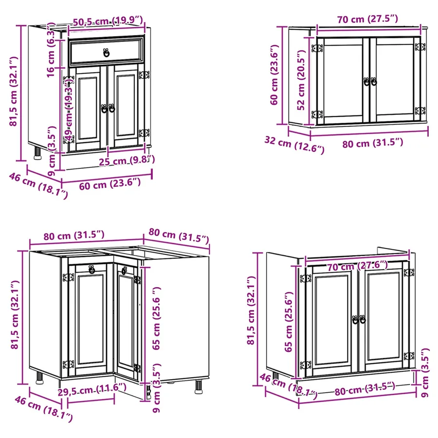 Armoire avec étagère avec porte SKI 8 pcs Brun Miel Pin massif - 18