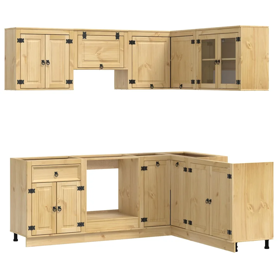 Armoire avec étagère avec porte SKI 8 pcs Brun Miel Pin massif - 2
