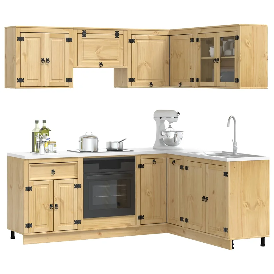 Armoire avec étagère avec porte SKI 8 pcs Brun Miel Pin massif - 3