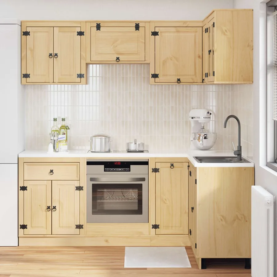 Armoire avec étagère avec porte SKI 8 pcs Brun Miel Pin massif - 4