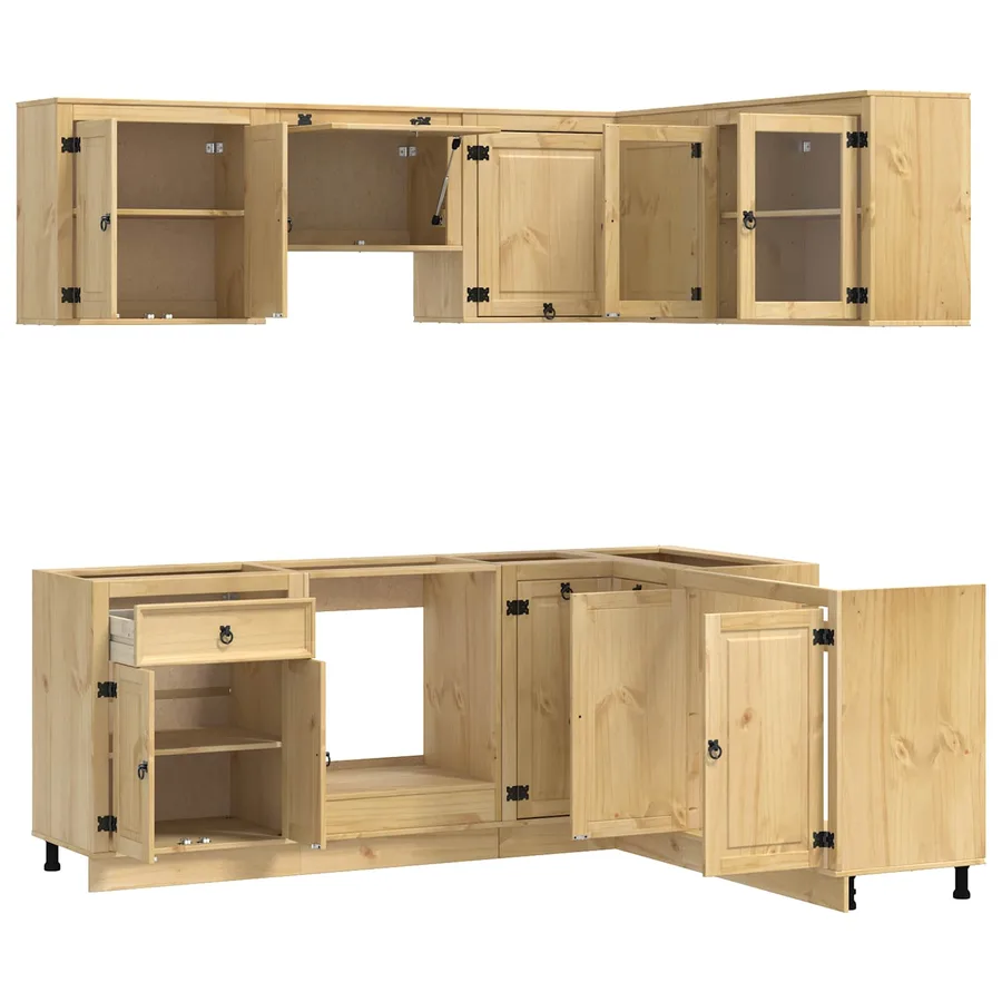 Armoire avec étagère avec porte SKI 8 pcs Brun Miel Pin massif - 5