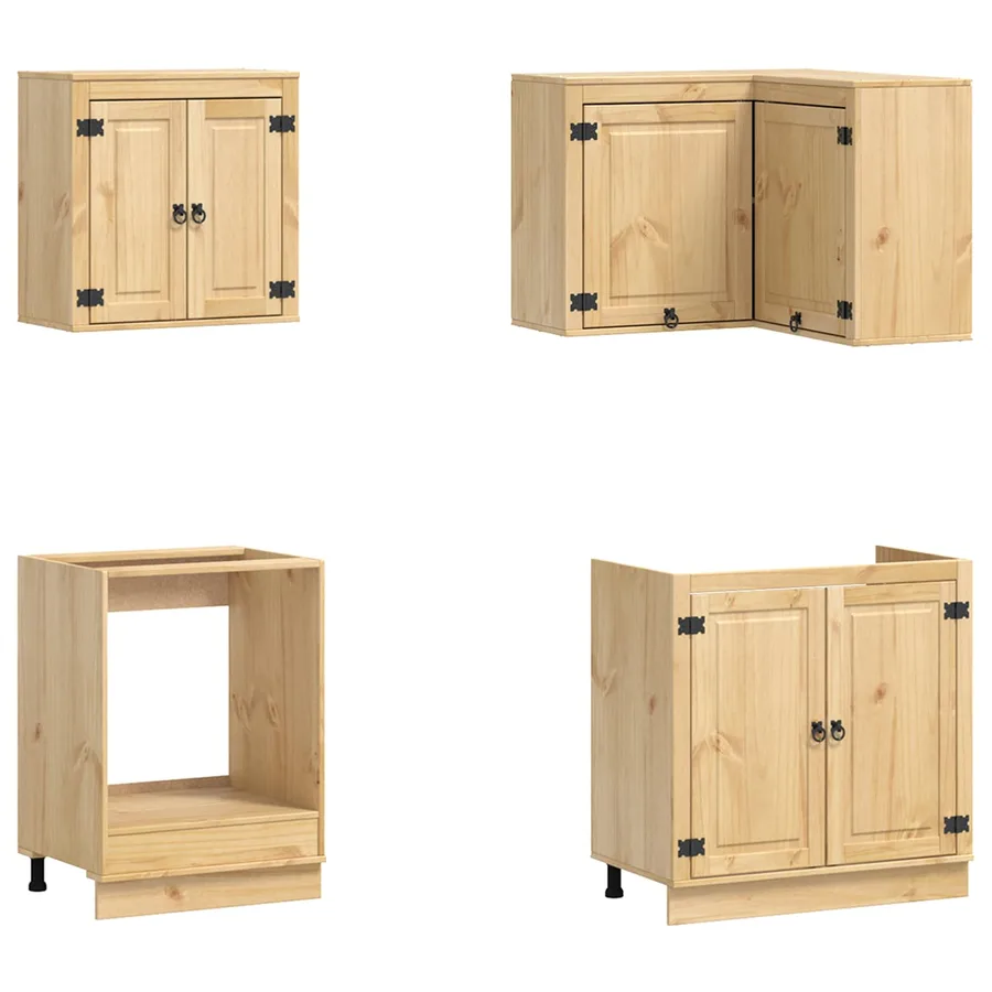 Armoire avec étagère avec porte SKI 8 pcs Brun Miel Pin massif - 6
