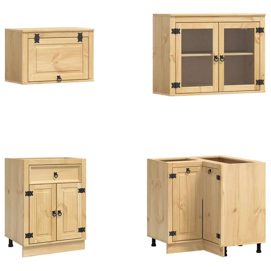 Armoire avec étagère avec porte SKI 8 pcs Brun Miel Pin massif - 7