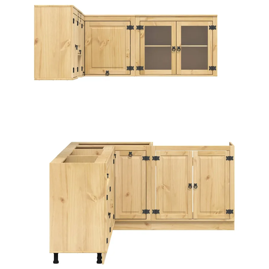 Armoire avec étagère avec porte SKI 8 pcs Brun Miel Pin massif - 9