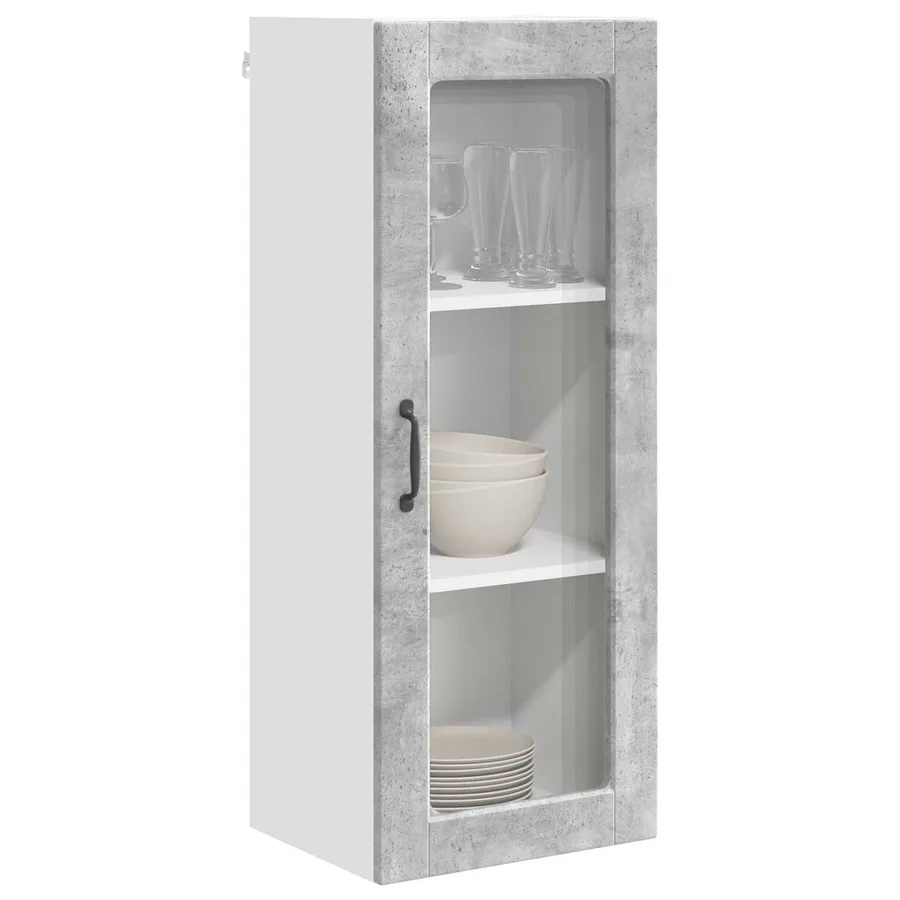 Cabinet en verre mural PORTO Gris béton 40 x 31 x 100 cm - 3