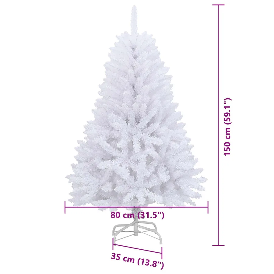 Sapin de Noël Artificiel à Branches Articulées Blanc 150 cm - 19