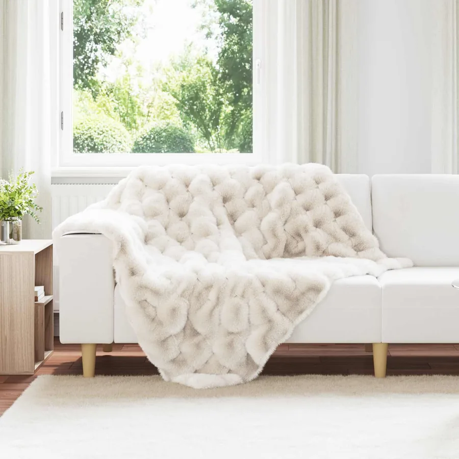 Couverture antidérapante en fausse de lapin Olite 4 pcs Blanc