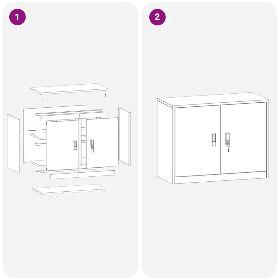 Armoire de rangement Blanc 90 x 40 x 70 cm Acier - 11