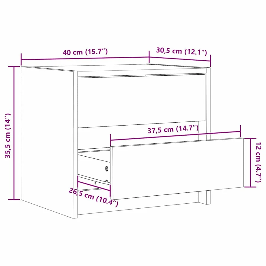 Tables de chevet Brun cire 40 x 30.5 x 35.5 cm Bois de pin - 10
