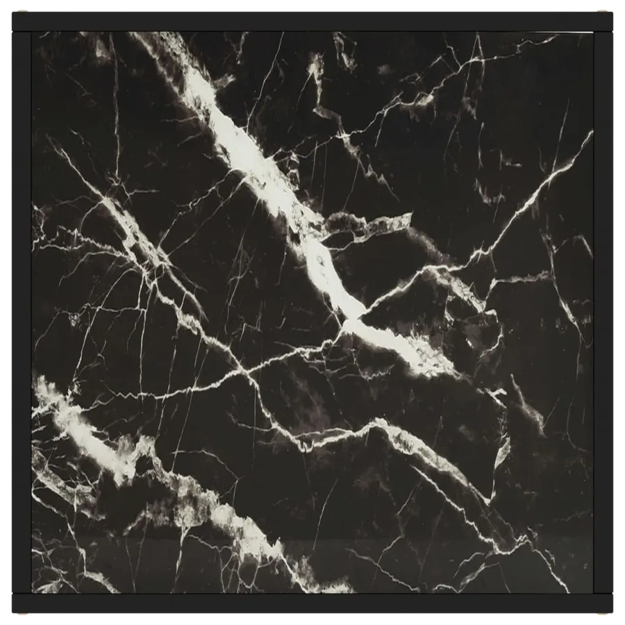 Table basse Noir avec verre marbre noir 60x60x35 cm - 3