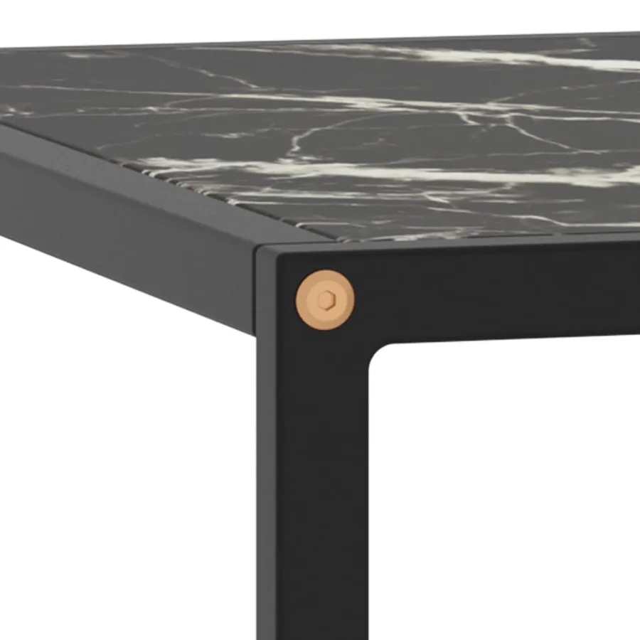 Table basse Noir avec verre marbre noir 60x60x35 cm - 4
