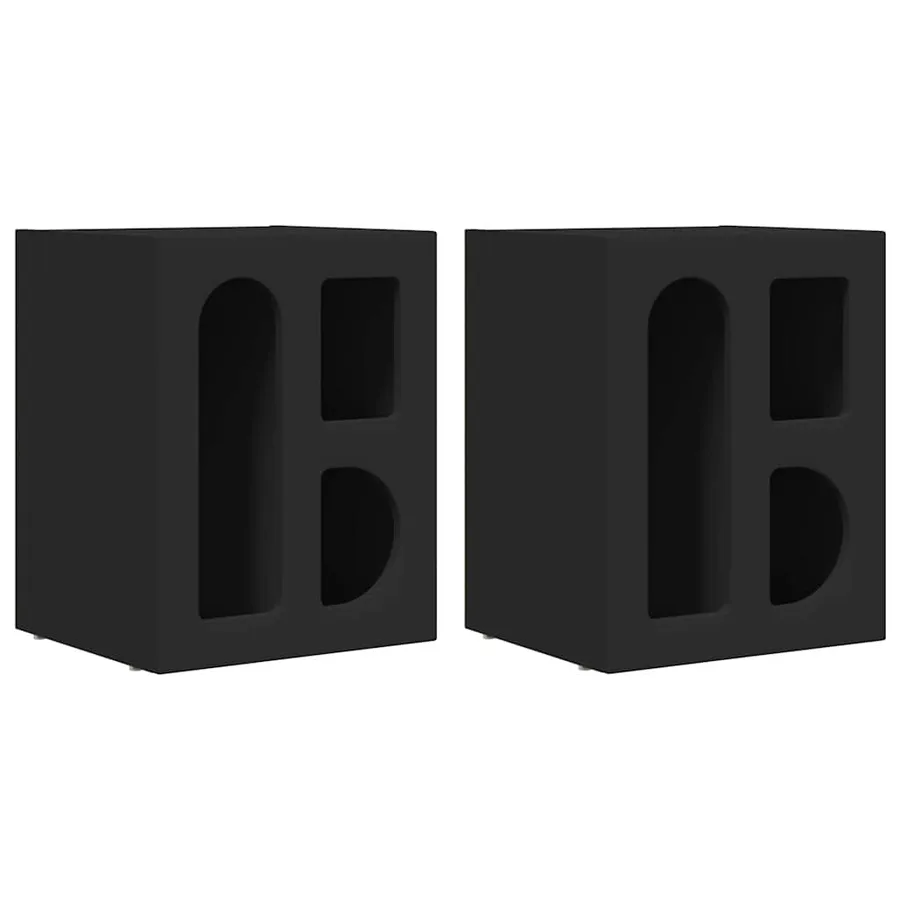 Table de chevet ELST 2 pc Noir 40 x 35 x 50 cm - 2