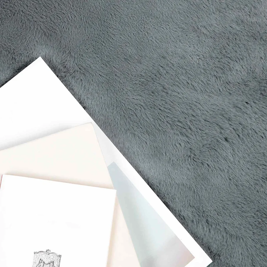 Tapis antidérapant en fausse de lapin OLITE Anthracite Ø 200 cm - 3