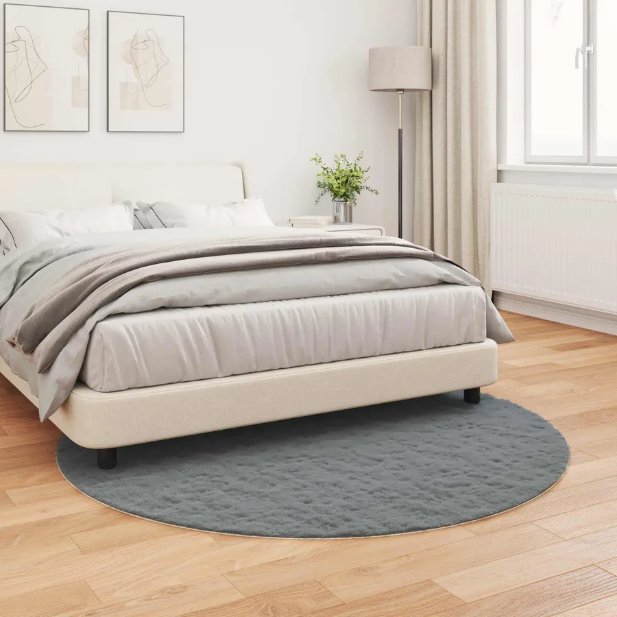 Tapis antidérapant en fausse de lapin OLITE Anthracite Ø 200 cm - 4